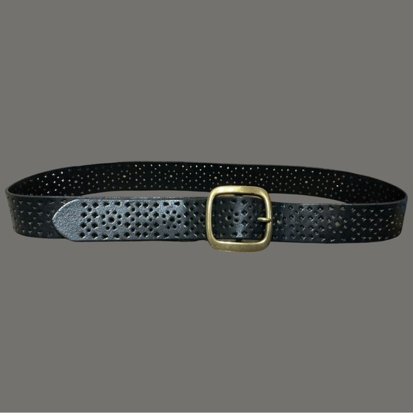 J. Crew Black Leather Belt with Brass Buckle - Picture 2 of 4
